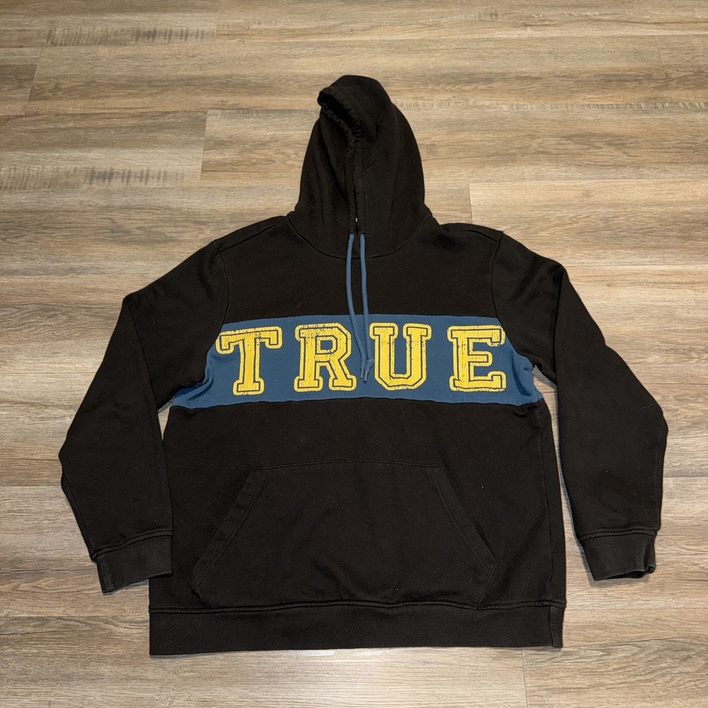 True Religion Hoodie Sweatshirt Mens X-Large  Sweatshirt Double Sided Black Teal